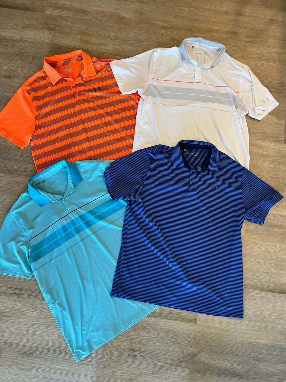 4 Under Armour Bundle Men's HeatGear Loose Fit Golf Polo Shirts, XL